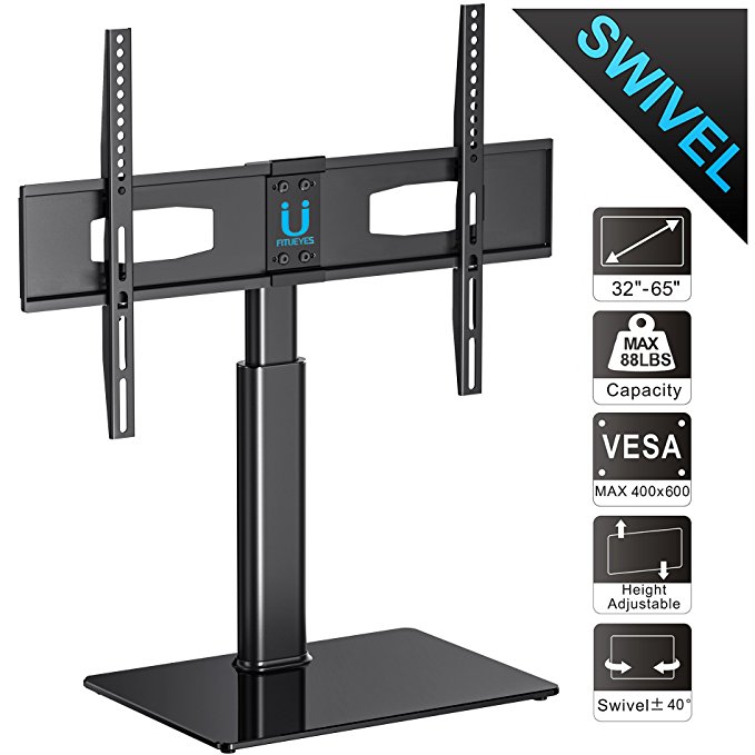 Fitueyes Swivel Universal TV Stand/Base Tabletop TV Stand with Mount for 32 to 65 inch Flat screen Tvs Vizio/Sumsung/Sony Tvs/xbox One/tv components Max VESA 400x600 TT105202GB