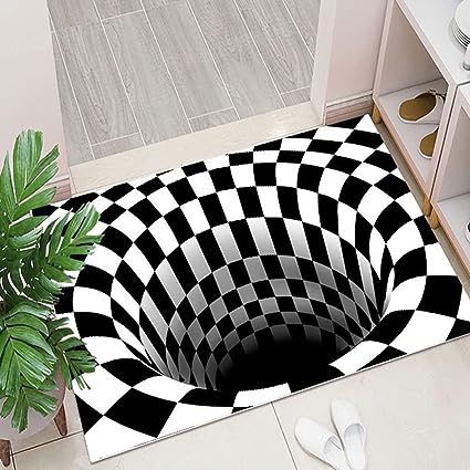 CERYUEE 3D Optical Illusion Rug Fun Sensation of Falling Doormat Vortex Trippy Area Rug for Bedroom Living Room 35x24 inch