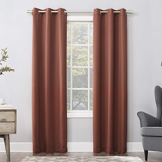 Sun Zero Easton Blackout Energy Efficient Grommet Curtain Panel, 40" x 84", Terracotta Orange