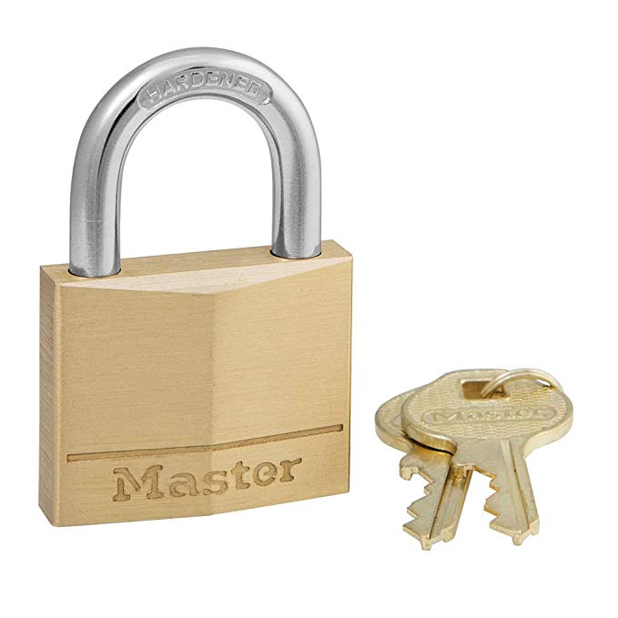 Master Lock 140D Solid Brass Keyed Different Padlock with 1-9/16-Inch Wide Body, 7/8-Inch Shackle