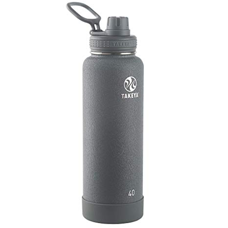 Takeya 51184 Actives Insulated Stainless Steel Al Terra Bottle with Spout Lid, 40oz, Stone