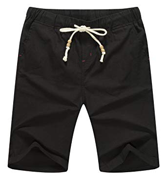ZYFMAILY Men's Linen Classic Fit Casual Short Drawstring Summer Beach Shorts