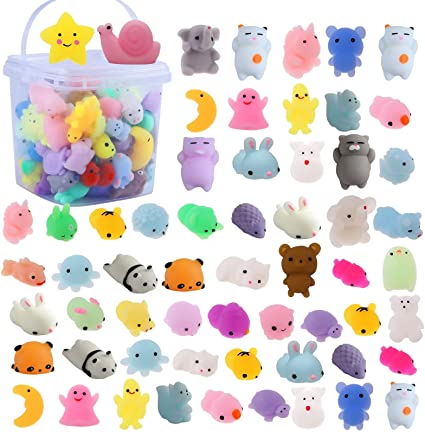 72 pcs Mochi Squishy Toys, Kawaii Squishy Animals for Party Favors Classroom Prize Pinata Easter Fillers Fidget Toys Pack Bulk Squishies Toys Gifts for Boys and Girls Christmas Stocking Valentines