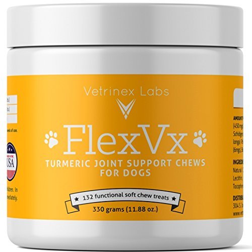 FlexVX Turmeric Curcumin for Dogs - 132 Chews - Dog Joint Supplement with Glucosamine - Anti Inflammatory Pain Relief Arthritis and Hip Dysplasia Treatment & Support - with Tumeric, Chondroitin & MSM