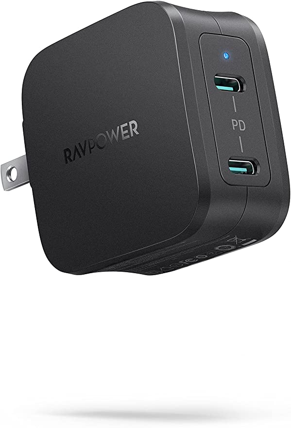 USB C Charger RAVPower 40W 2-Port iPhone Fast Charger with 20W USB-C Power Adapter for iPhone 12/12 Pro Max, 30W Single Port Output for iPad Pro MacBook Air Nintendo Switch AirPods Pro Galaxy S21 S20