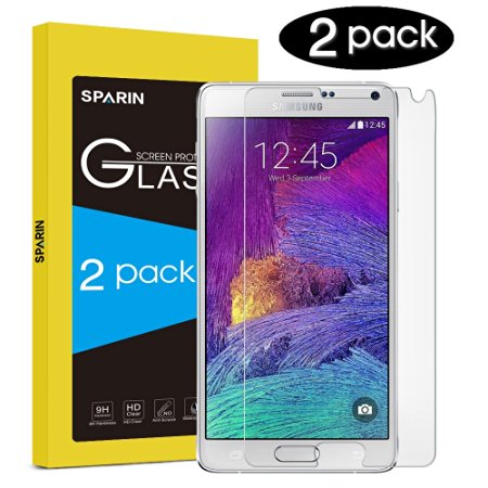 [Pack of 2] SPARIN Galaxy Note 4 Screen Protector, Tempered Glass Screen Protector for Galaxy Note 4 with [Scratch Resist] [Bubble Free Install] [2.5D Curved Edge] [HD Clear]