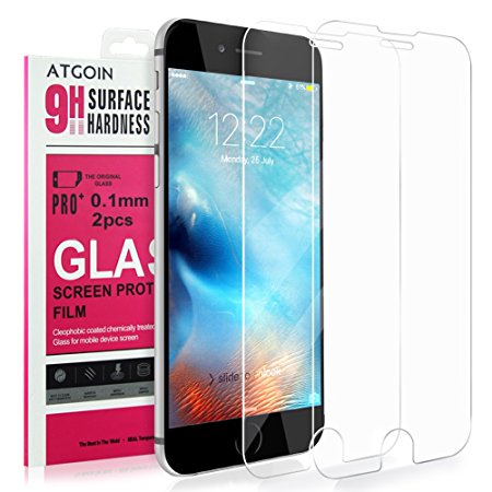 iPhone 6S Screen Protector, ATGOIN Tempered Glass Screen Protector (2016 Release) For iPhone 6 6S [3D Touch Compatible] 0.1mm Screen Protection Case 99% Touch Accurate[Lifetime Warranty](2-Pack) Clear
