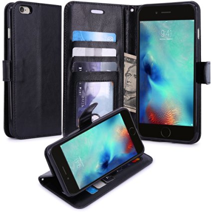 LK iPhone 6S Case, iPhone 6 Case, Luxury PU Leather Wallet Case Flip Cover with Card Slots & Stand For Apple iPhone 6S / iPhone 6, Black