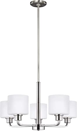 Sea Gull Lighting 3128805-962 Canfield Five Light Chandelier Hanging Modern Fixture, Brushed Nickel Finish