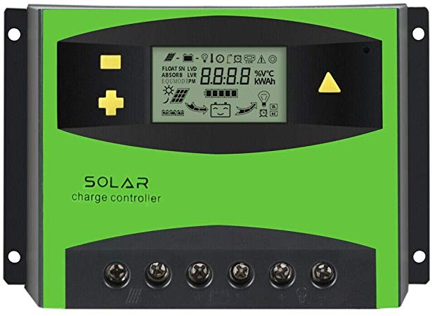 ECO-WORTHY 12V/24V 40A Solar Charge Controller Auto Switch LCD Intelligent Panel Battery Regulator with USB Port Display (40A)