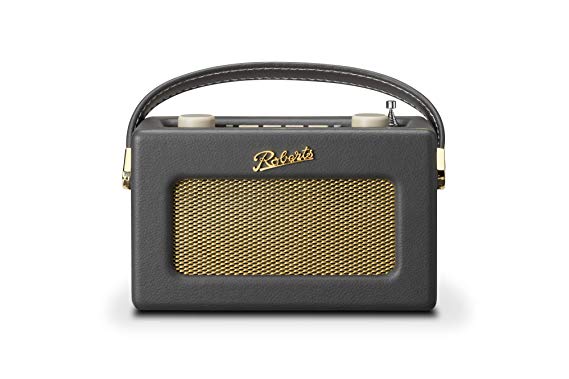 Roberts Revival Uno Retro Portable/Compact DAB/DAB /FM Digital Radio with Alarm Clock Radio, Charcoal Grey