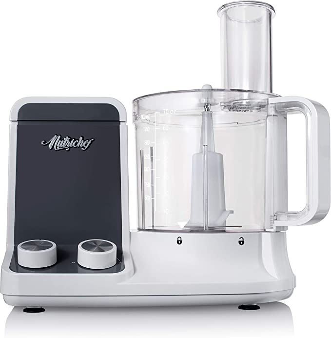 Multipurpose 12 Cup Food Processor - Ultra Quiet 600 Watt Powered Electric Food Processor & Vegetable Chopper w/ Pre-set Speed Function for Easy Food Prep - 6 Attachment Blades - NutriChef NCFP8