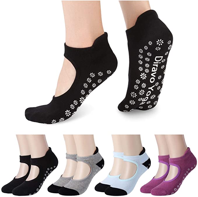 Yoga Socks for Women Non Slip Toeless Non Skid Sticky Socks with Grip for Pilates Barre Ballet Barefoot Socks Size 5-10