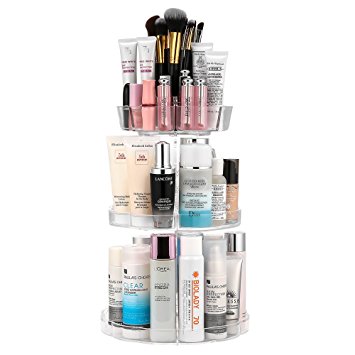 Cosmetic Tray, Jerrybox 360-Degree Rotating Adjustable Makeup Organiser, 8 Layer for All Kind of Brushes and Cosmetics (Tower, Crystal)