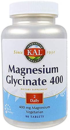 KAL - Magnesium Glycinate 400 - Dietary Supplement - 400mg (90 Tablets) | 2-Pack