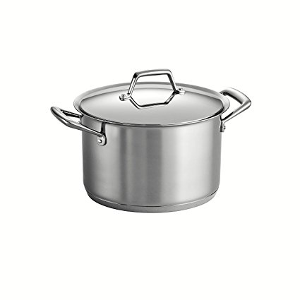 Tramontina 80101/011DS Gourmet Prima Stainless Steel, Induction-Ready, Impact Bonded, Tri-Ply Base Covered Stock Pot, 8 Quart, Made in Brazil