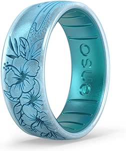 Enso Rings Etched Classic Silicone Rings - Comfortable and Flexible Design - 8mm Wide, 2.16 Thick