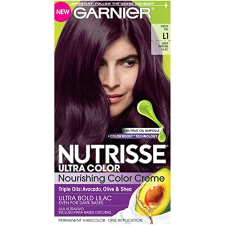 Garnier Nutrisse Ultra Color Nourishing Permanent Hair Color Cream, L1 Deep Intense Lilac Sweet Fig (1 Kit) Purple Hair Dye (Packaging May Vary),Pack of 1