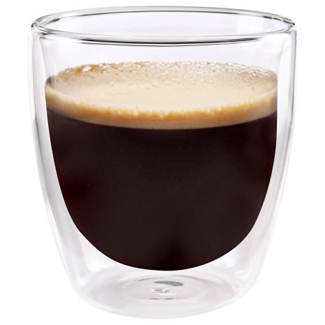 Set of 2 Double-wall Insulated Coffee Mug Glass Tea Espresso Cup 8.5 oz - Unique By Jecobi