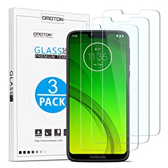 OMOTON Screen Protector for Moto G7 Power - Bubble Free Scratch Resist Tempered Glass for Motorola Moto G7 Power 6.2 Inch (3 Pack)