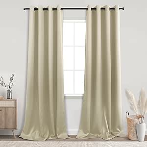 KOUFALL Beige Blackout Curtains 108 Inches Long,Grommet Large Curtains for Living Room,2 Panels Set