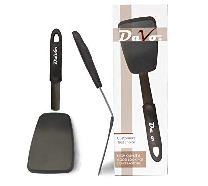 DaVo High Heat Silicone Spatulas Set of 2, for Cooking and Flipping – BPA Free and FDA Approved Stainless Steel & Silicone Kitchen Utensils for Eggs, Fish, Pancakes, Burgers and much more!
