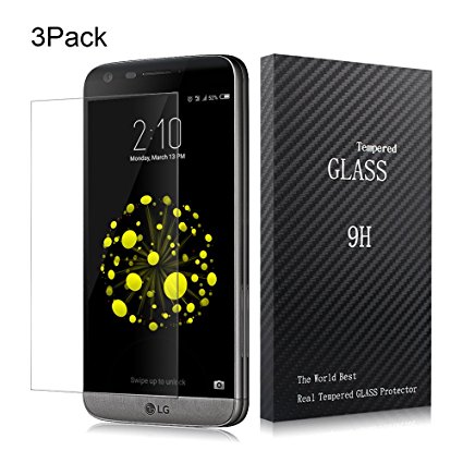 LG G5 Screen Protector,XUZOU 2.5D Edge Tempered Glass 3D Touch Compatible,9H Hardness,Bubble Free (3Pack)