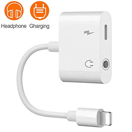 Headphone Jack Adapter for iPhone 3.5mm Headphone Jack Adapter Charger for iPhone Xs/Xs Max/XR/8/8Plus/7/7Plus Dongle AUX Audio Earphone Splitter Charger & Audio Charge Cable Support iOS 12 or Later