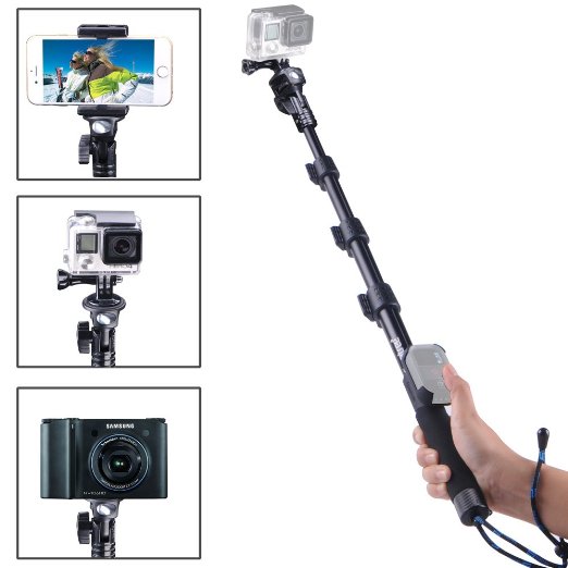 Smatree SmaPole Y1 Telescopic Pole1758243 to 4858243 for GoPro Hero Hero4 3 3 2 1 HD Cameras and 14 Threaded Hole Compact Cameras and Cell Phones