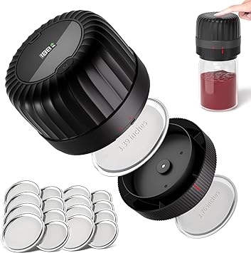 Electric Mason Jar Vacuum Sealer Kit for Wide-Mouth & Regular-Mouth Mason Jars, Food Saver Vacuum Canning Sealer Machine Includes 16 Jar Lids