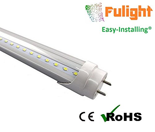 Fulight Easy-Installing & Clear ¤ T8 LED Tube Light - 2FT 24" 10W (18W Equivalent), Daylight 6000K, F17T8, F18T8, F20T10, F20T12/CW, Double-End Powered, Clear Cover, Works from 85-265VAC - Fluorescent Replacement Bulbs (Installation Manual Attached in the Images!!)