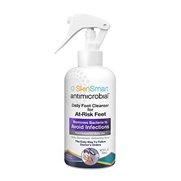 SkinSmart Daily Foot Cleanser for at-Risk Feet, Removes Bacteria to Avoid Infections, 8 Ounce Spray