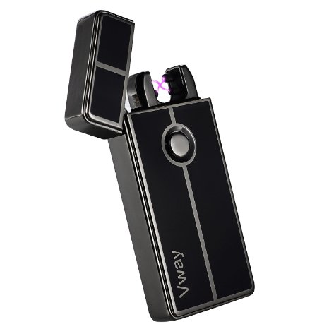 VVAY Electric Lighter, Rechargeable Double Arc Flameless Cigarette Lighter Black