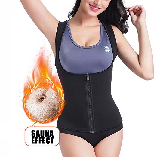 CERSLIMO Neoprene Sauna Waist Trainer Vest with Zipper Hot Sweat Workout Waist Cincher for Women by for Body Shaper,Weight Loss,Tummy Sweat Shaper Black