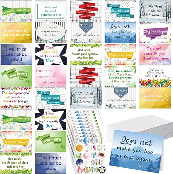 200 Pcs Bible Verse Greeting Cards Bulk Christian Inspirational Greeting Cards with Envelopes 4 x 6 Inch Motivational Bible Verses Scripture 200 Religious Greeting Cards with 200 Envelopes(Stylish)