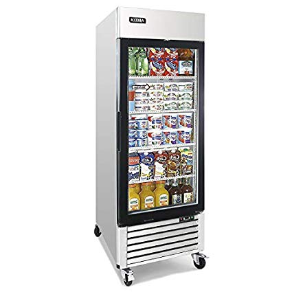 Single Glass Door Merchandiser Freezer - KITMA 19.1 Cu.Ft Merchandiser Display Case with LED Lighting for Restaurants, 0°F - 8°F