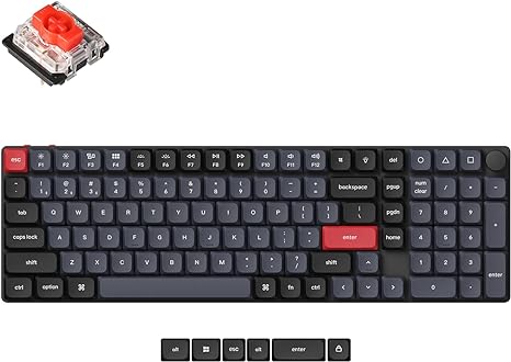 Keychron K17 Pro Low-Profile QMK/VIA Custom Wireless Mechanical Keyboard with Numpad Programmable Knob Bluetooth/Wired RGB Backlight Compatible with Mac Windows Linux