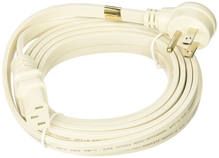 Universal Flat Panel Power Cord 11' White IEC320C13 to NEMA 5-15P