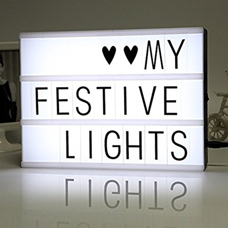 NOPTEG DIY Cinema Light Box with 90 Letters and LED Light - Free Combination, A4 Size