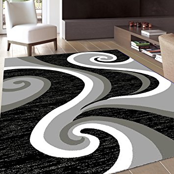 Msrugs Area Rug Classy Traditional Designs Perfect for Living Room and Kitchen, Indoor or Home in Clearance, 5' L x 7' W, Black Grey