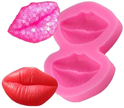 3D Lips Cake Topper Decoration Silicone Mold, Creative DIY Baking Bakeware Tray for Romantic or Birthday Party, Chocolate Candy Jelly Fondant Gum, Ice Cube Cream Mousse, Candle Soap Clay Artwork; ZC2