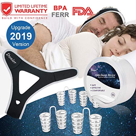 [2019 Upgraded] Anti Snoring Chin Strap Snoring Solution, 4 Set Stop Snoring Nose Vent Adjustable Chin Sleep Strap Snore Reduction Snore Relief Sleep Aid Devices Stop Snoring Devices for Men Women