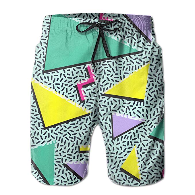 Funny 80s & 90s Retro Neon Men's Summer Casual Shorts Beachwear Sports Swim Board Shorts Breathable Surfing Shorts