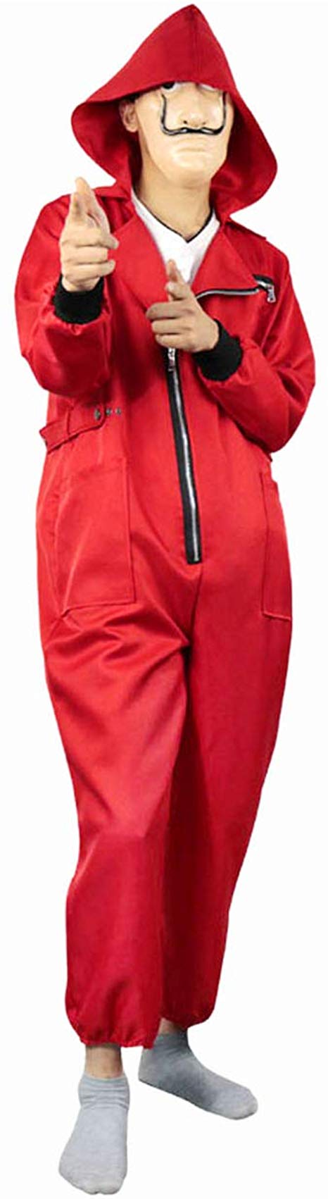 Angelaicos Unisex 2019 Dali Mask Red Costume Cosplay Party Jumpsuits