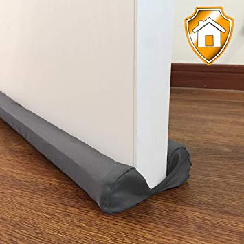 MAXTID Bottom Door Draft Stopper 38 inches - Grey Adjustable Insulation Sound Proof Door Draft Blocker for Noise Light Smell Bugs Stopper