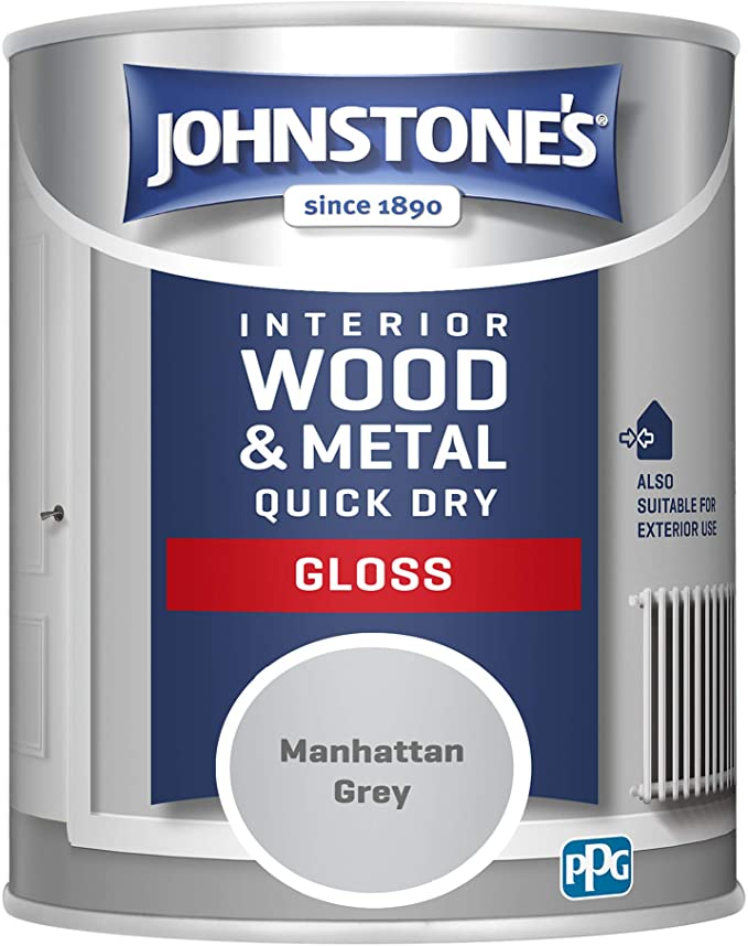 Johnstone's 423311 Quick Dry Gloss, Manhattan Grey, 0.75 litres