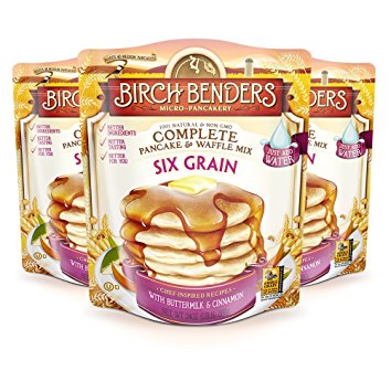 All Natural Six-Grain Buttermilk and Cinnamon Pancake and Waffle Mix by Birch Benders, Whole Grain, Made with Whole Wheat, Rice, Oats, Flax, Cassava and Potato, Non-GMO, 72 Ounce (24oz 3-pack)