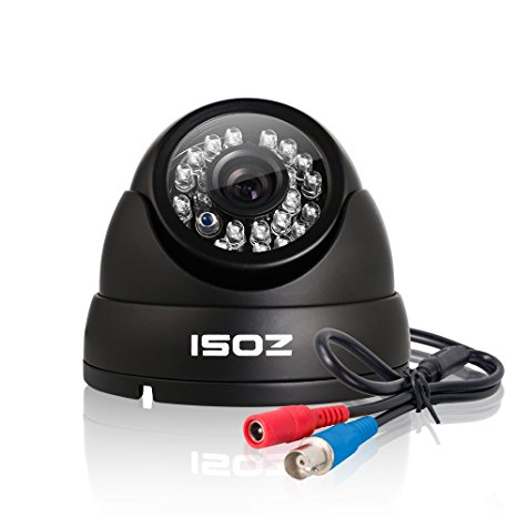 ZOSI HD 720P Indoor Outdoor CCTV camera 3.6mm lens 24 IR leds NightVision 65ft Security Dome Camera ONLY Compatible for AHD DVR (Black)