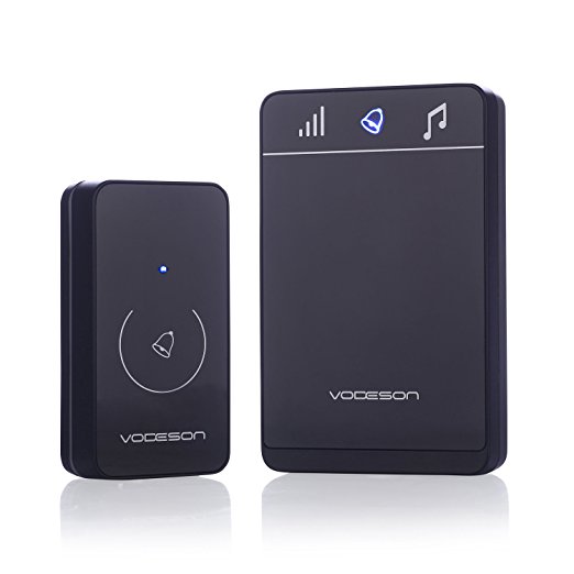 Waterproof Wireless Doorbell Operating Over 500-feet Range with 36 Chimes, 1 Touch Sensor Push Button and 1 Door Chime by Vodeson