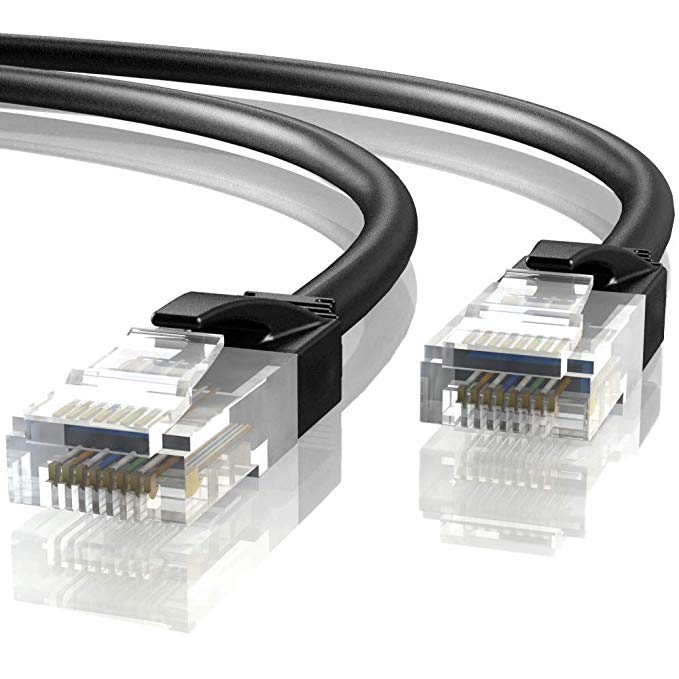 Mr. Tronic 20m Ethernet Network Patch Cable Outdoor Weatherproof | CAT6, AWG24, CCA, UTP, RJ45 | Colour Black (20 Meters)
